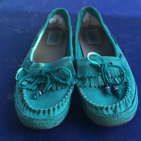 UGG Shoes - Ugg leather moccasins 7.5 green/teal